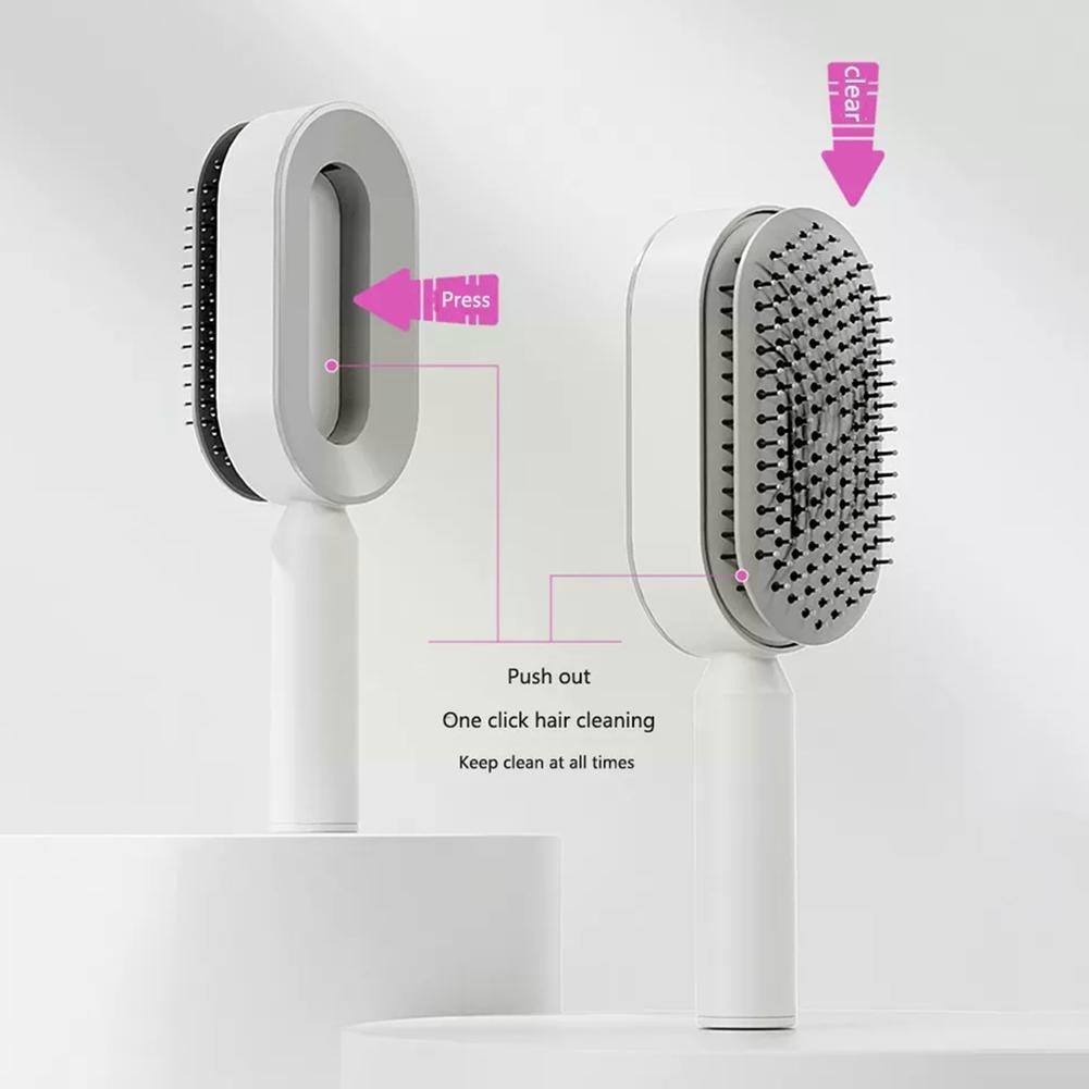 Self‑Cleaning Hair Brush – Promote Circulation, Reduce Hair Loss - GoBesty