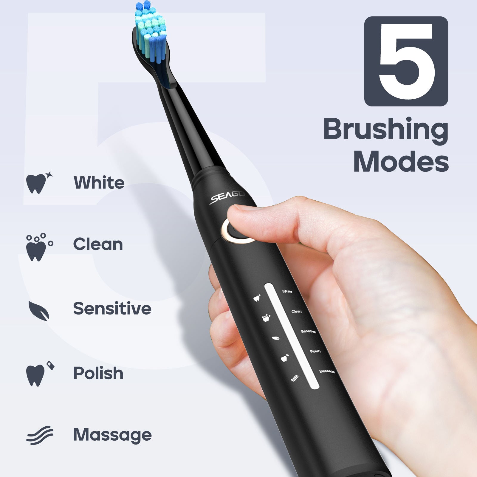 SEAGO SG‑958 Sonic Toothbrush – 5 Modes, Cleaner Smile Daily - GoBesty