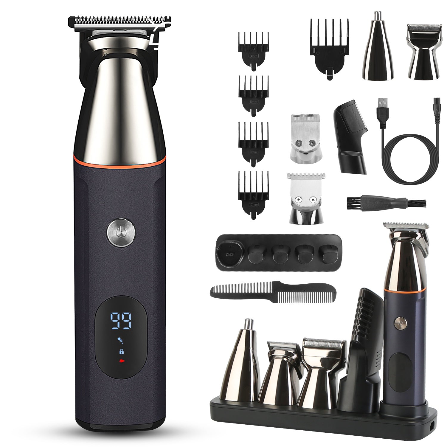All‑in‑One Waterproof Beard Trimmer Kit – Face, Nose, Body - GoBesty