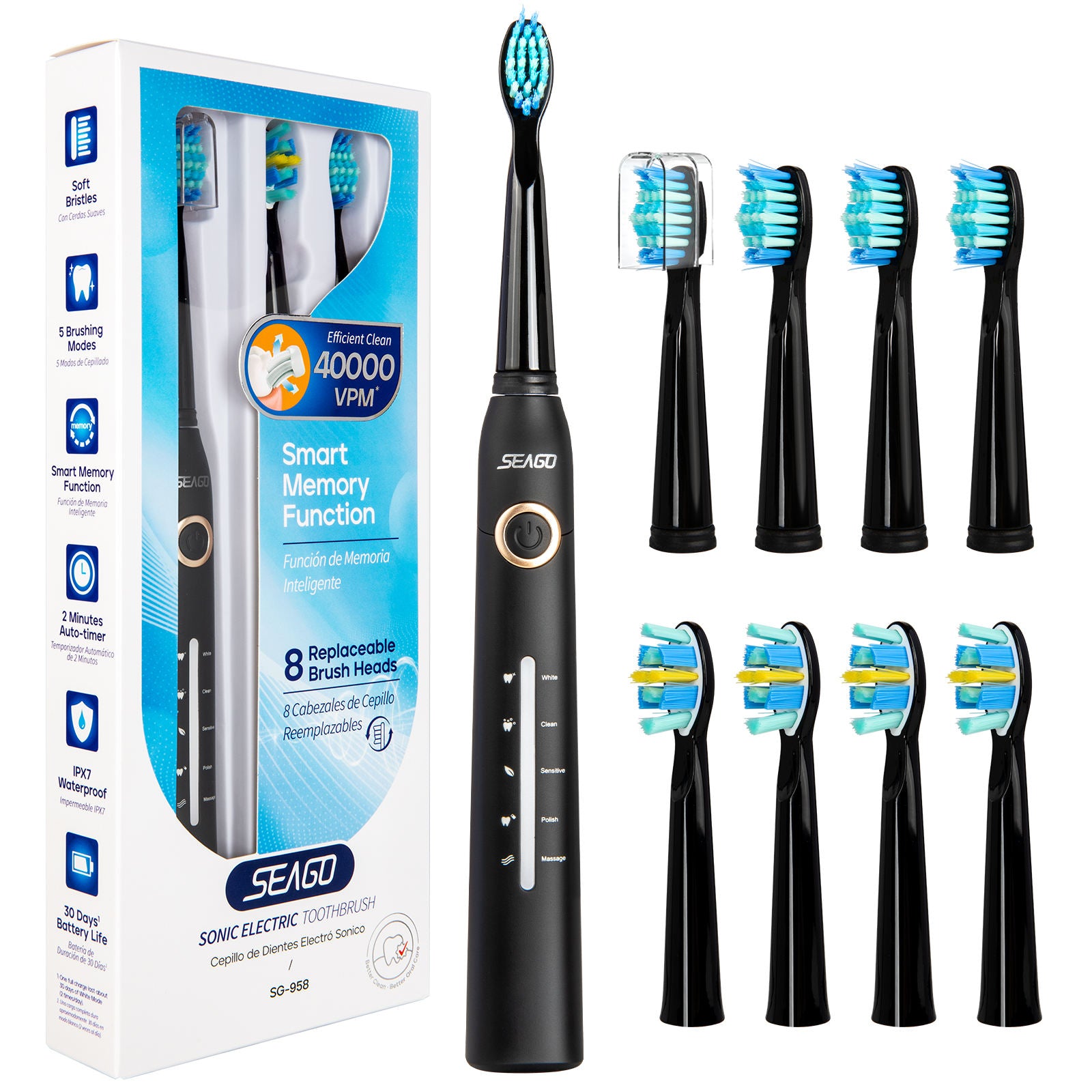 SEAGO SG‑958 Sonic Toothbrush – 5 Modes, Cleaner Smile Daily - GoBesty