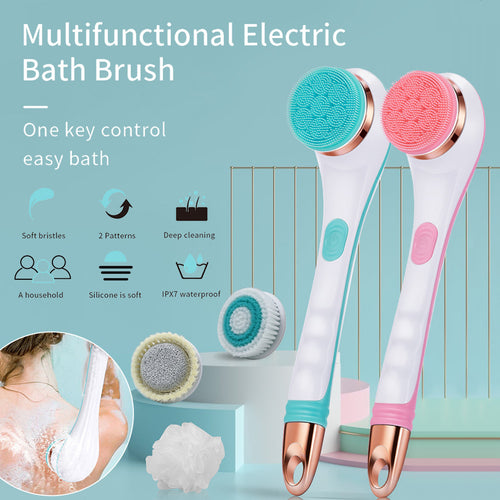 Electric Body Cleaning Brush: Waterproof, Rechargeable, 2 Speed - GoBesty